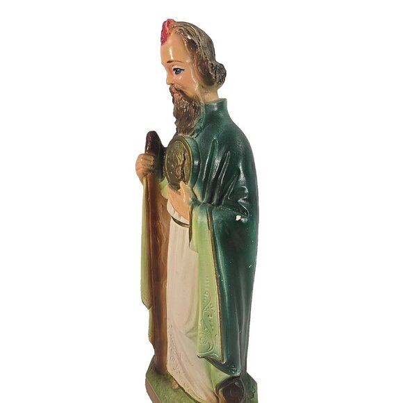 Vintage St Jude Statue 12in Chalkware Figurine Patron Saint Impossible Causes - Picture 3 of 12